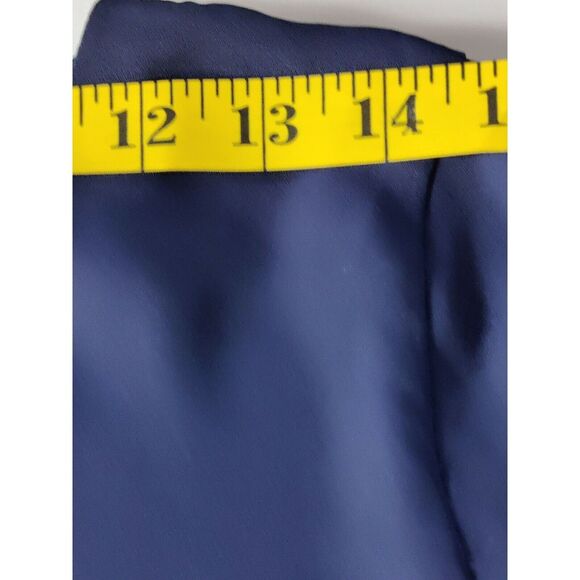 E&M Womens Chiffon Ruffle Short Sleeve Pullover Top Blouse‎ Navy Blue Size M - Picture 5 of 9